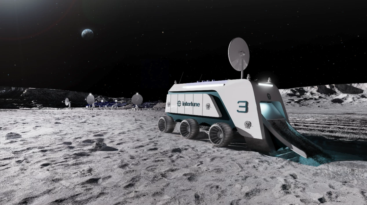 Render Interlune Harvester, který by mohl sklízet helium-3 z regolitu již na začátku 30. let 20. století